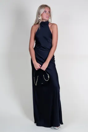MISHA | Evianna Satin Gown - Black/Ivory