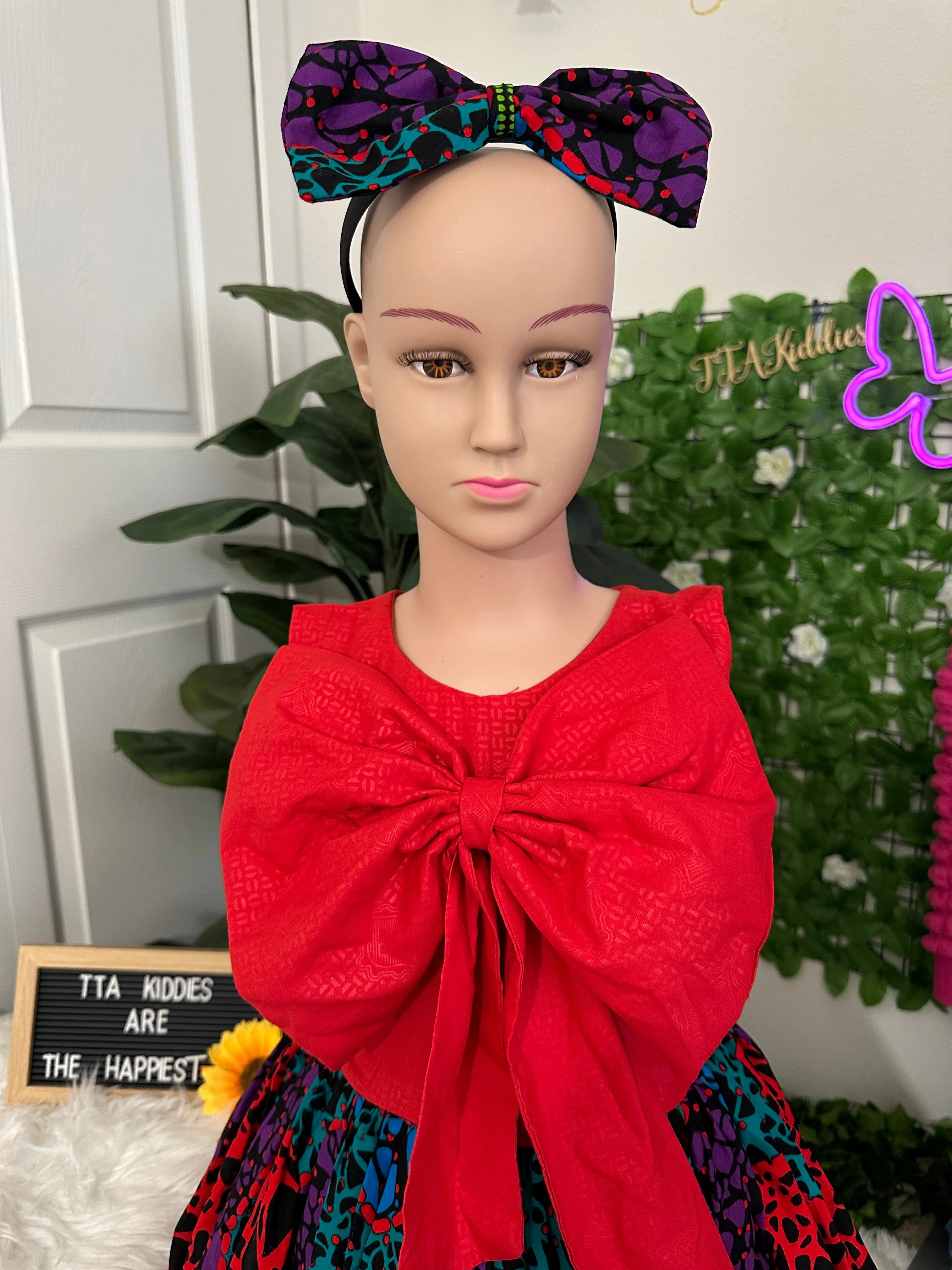 Ms Lilly bold bow Ankara dress Age 5-6 yrs