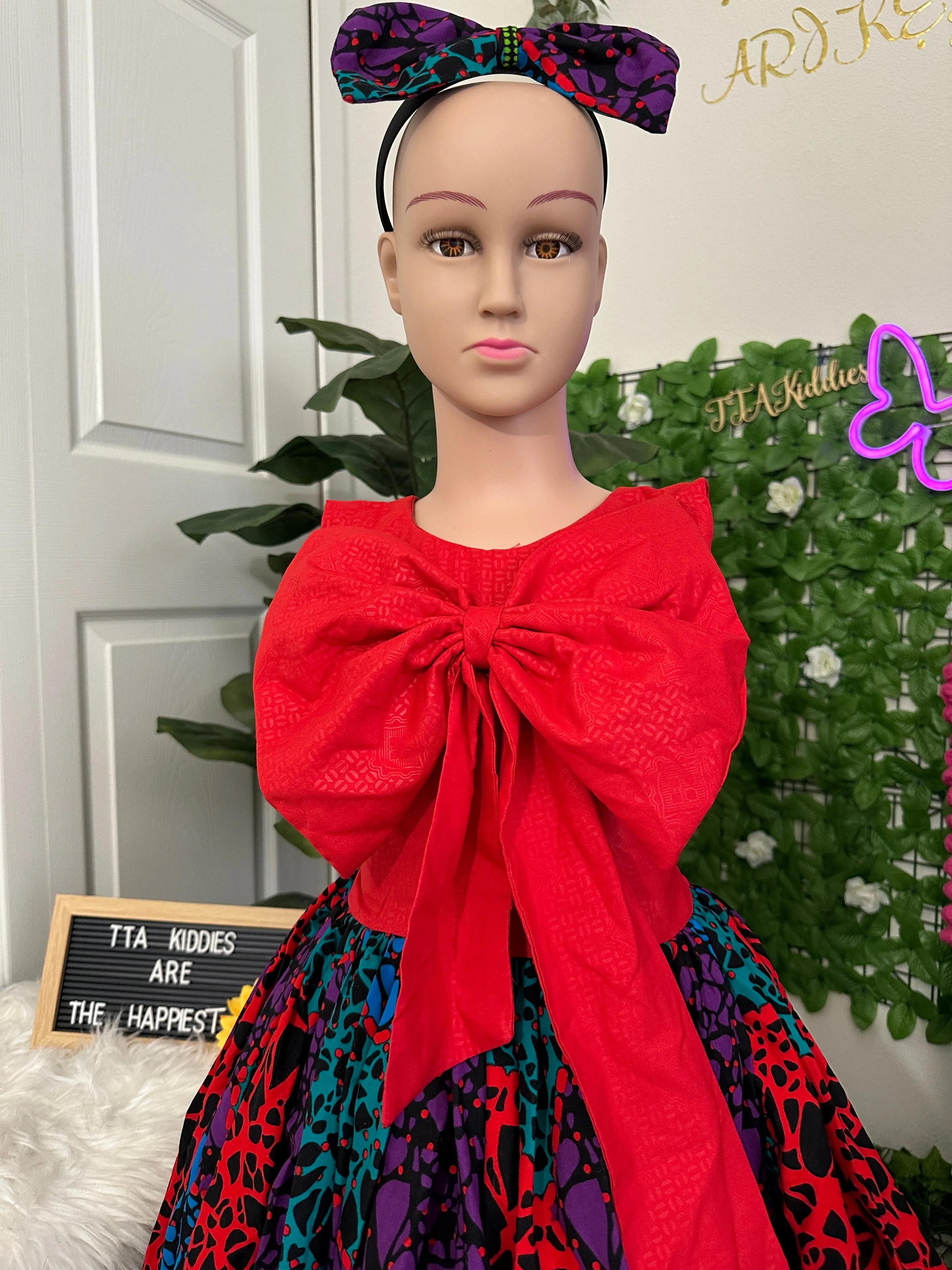 Ms Lilly bold bow Ankara dress Age 5-6 yrs