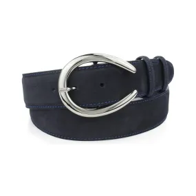 Navy blue nubuck horseshoe prong belt