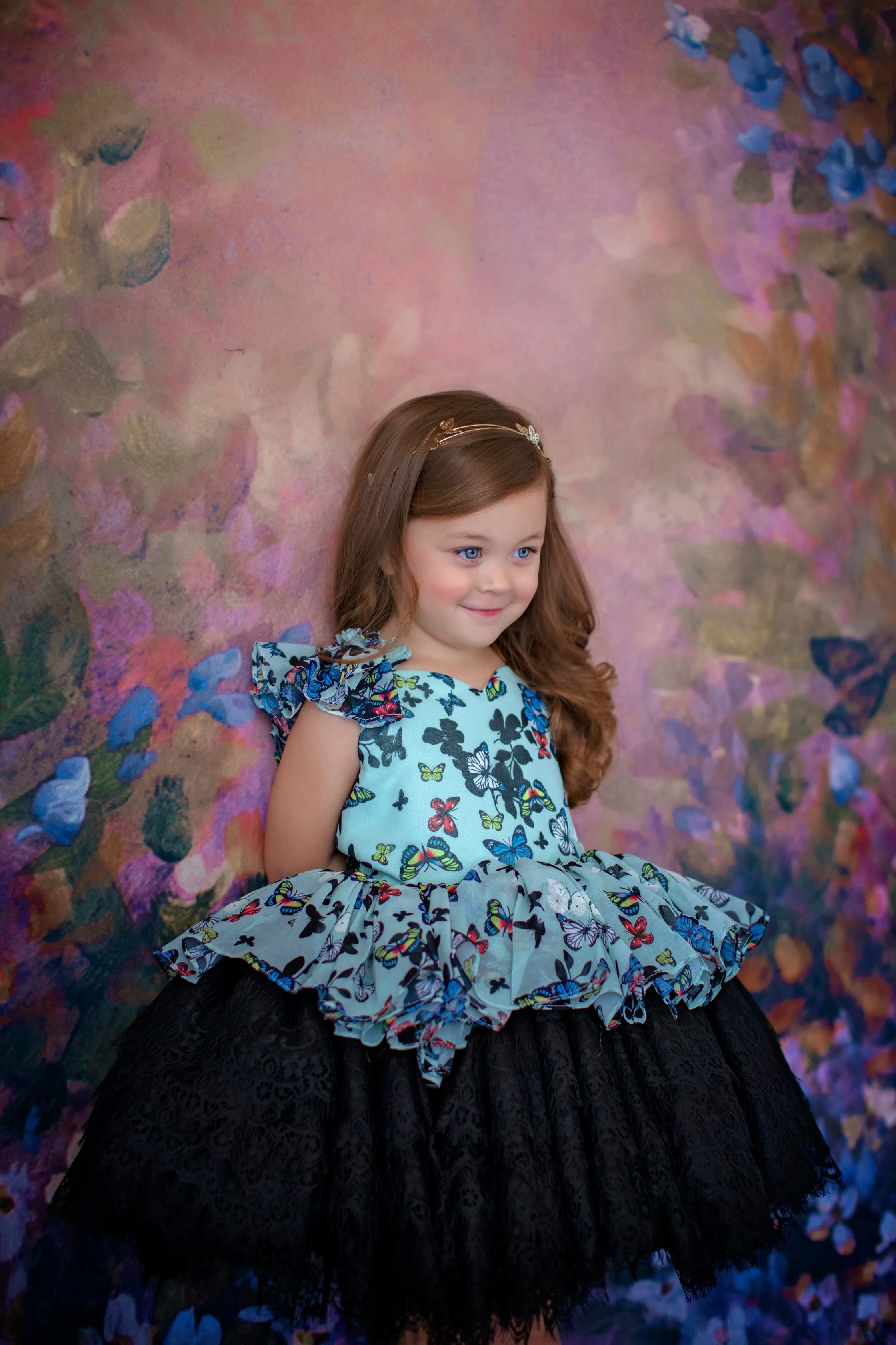New Fanciful "Butterfly" -  Petal Length Dress in Mint  - ( 3 Year - Petite 5 Year