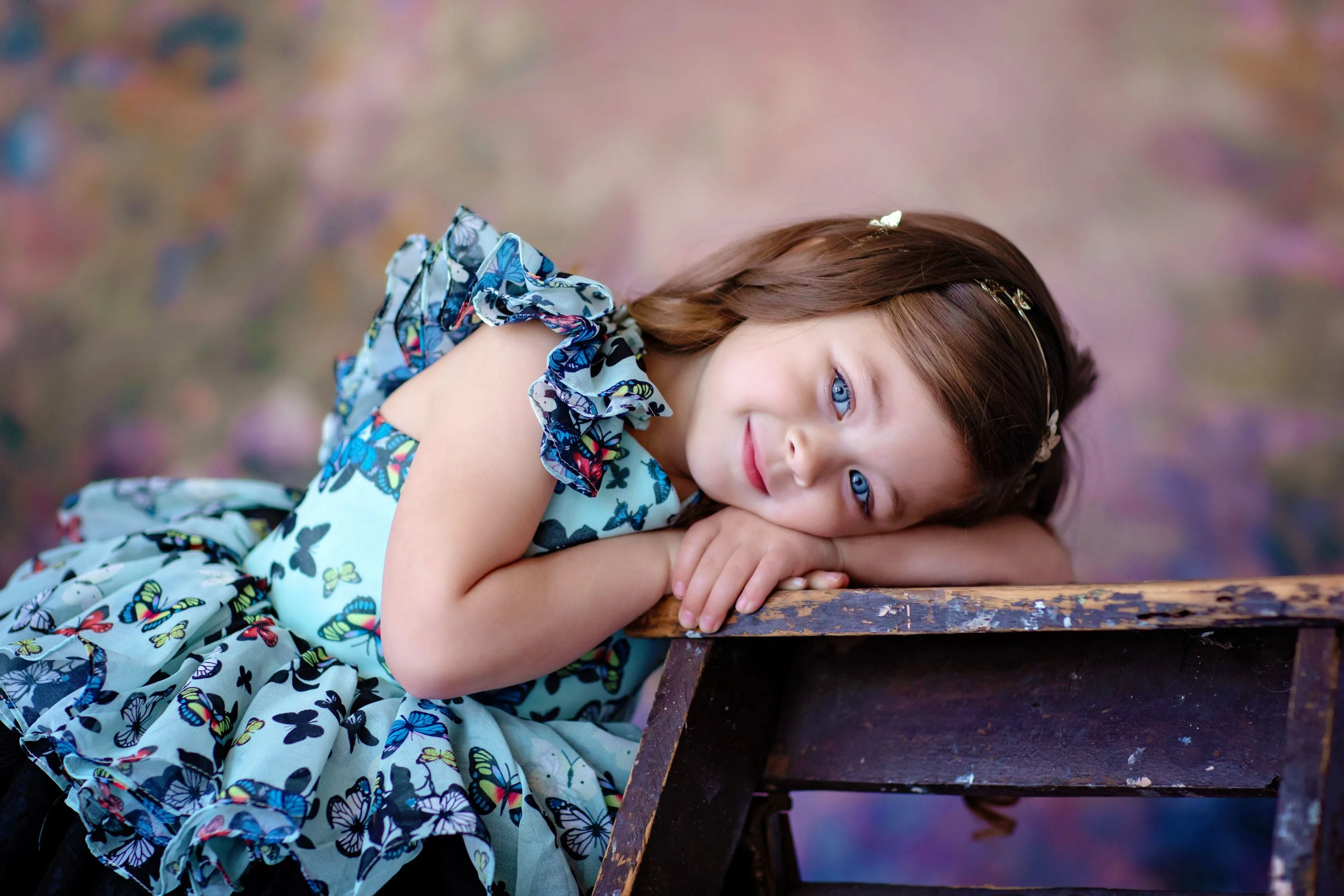 New Fanciful "Butterfly" -  Petal Length Dress in Mint  - ( 3 Year - Petite 5 Year