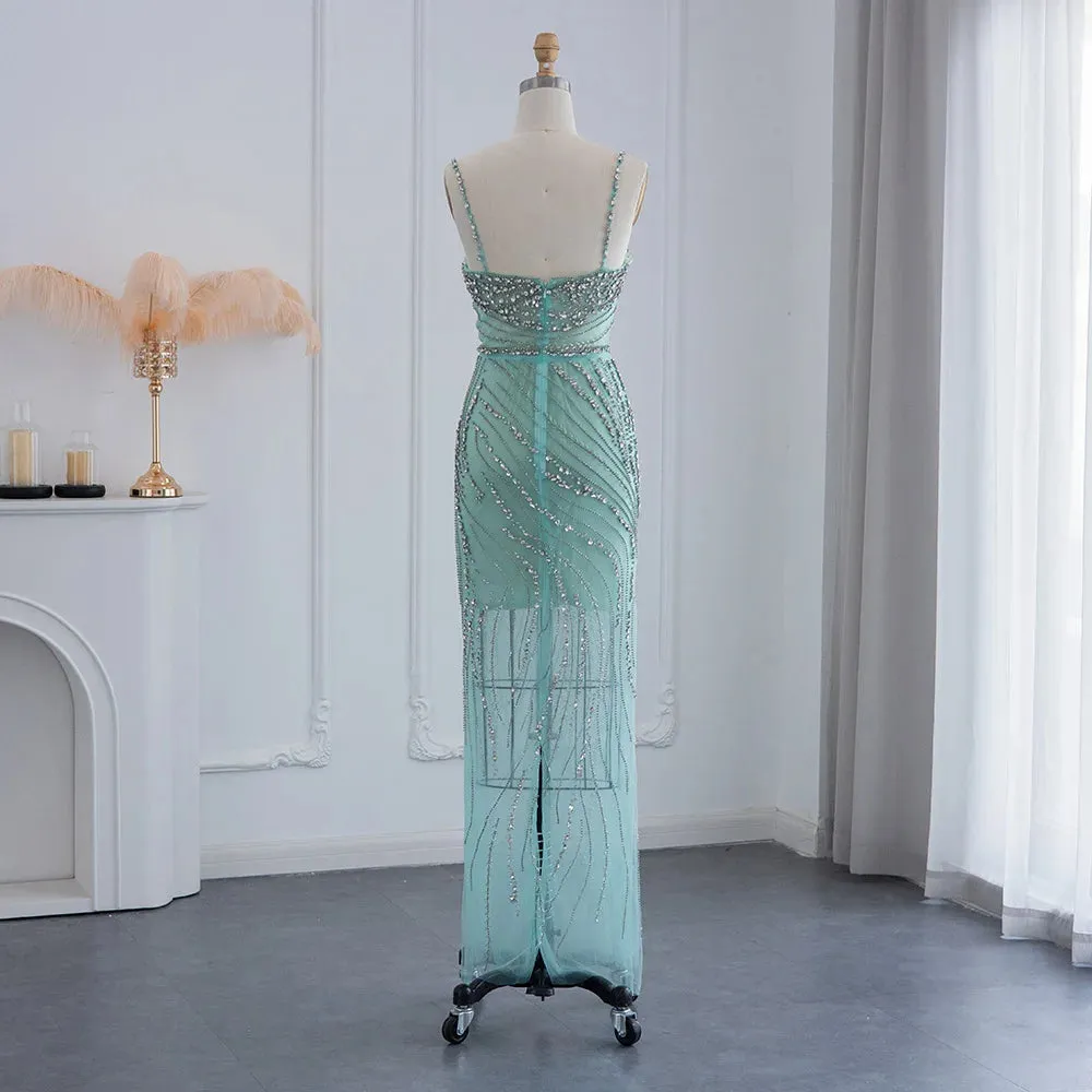 Orange Crystal Mermaid Evening Dress