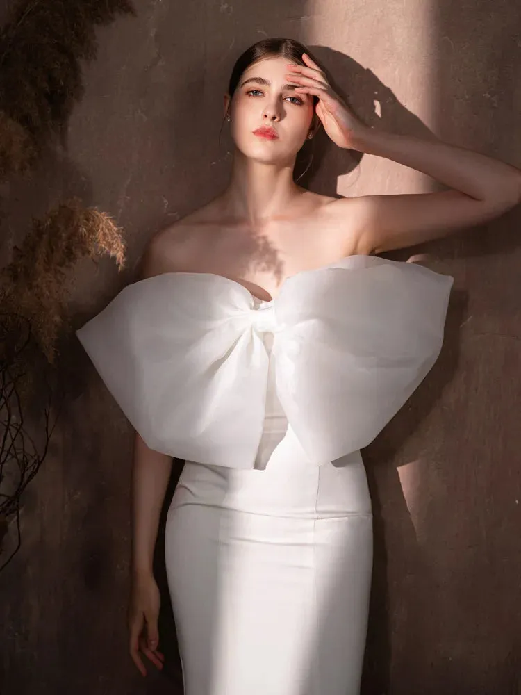 Organza Bow Wedding Dress Separate  Removable Bridal Bow