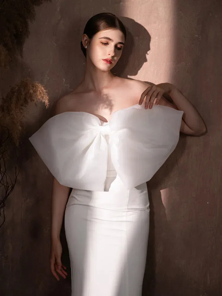 Organza Bow Wedding Dress Separate  Removable Bridal Bow