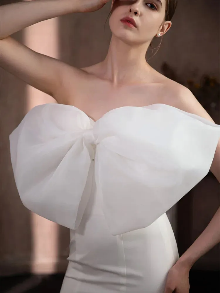 Organza Bow Wedding Dress Separate  Removable Bridal Bow