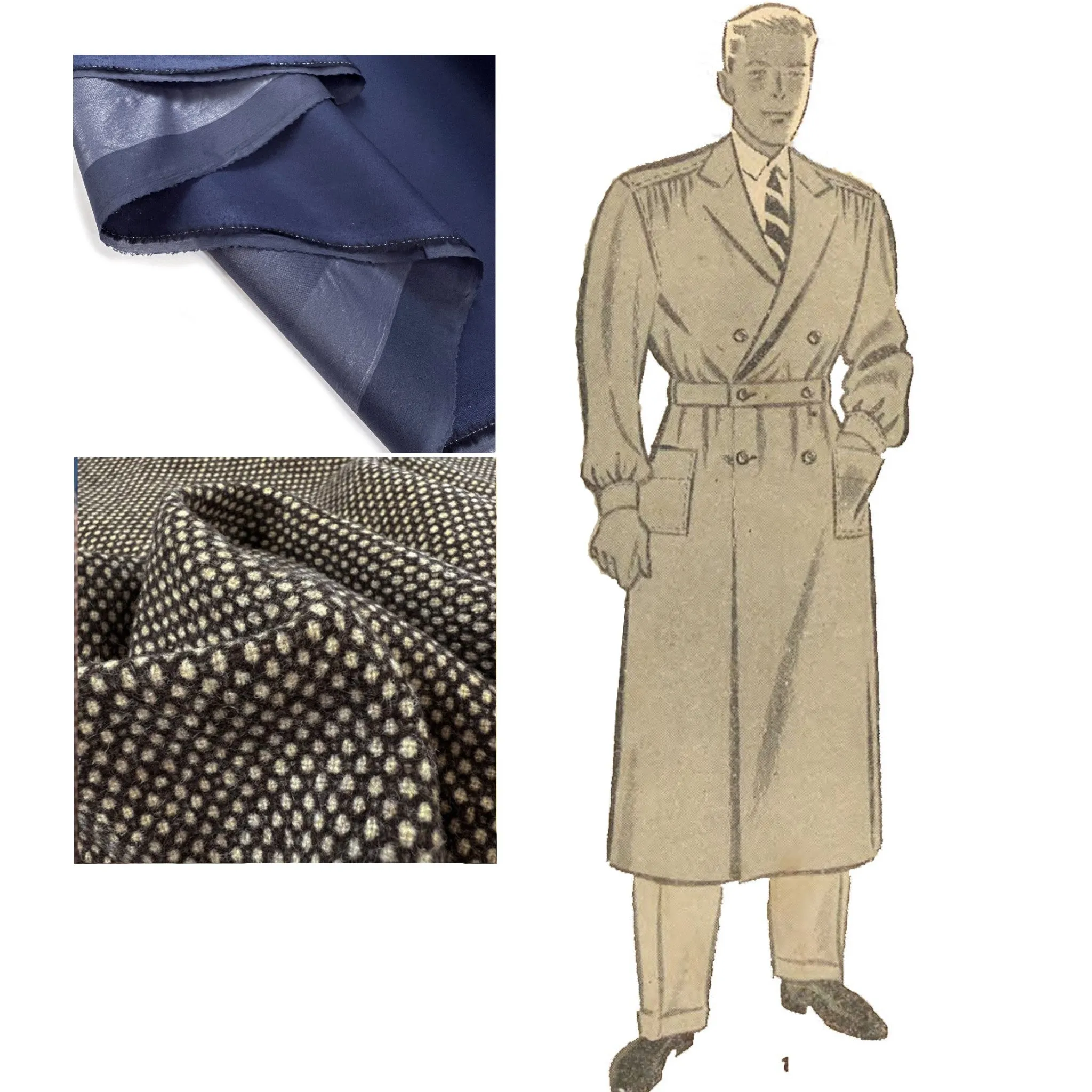 PDF - 1930s Pattern, Men's Trench Coat -  Chest 36” (91.4cm) - Download