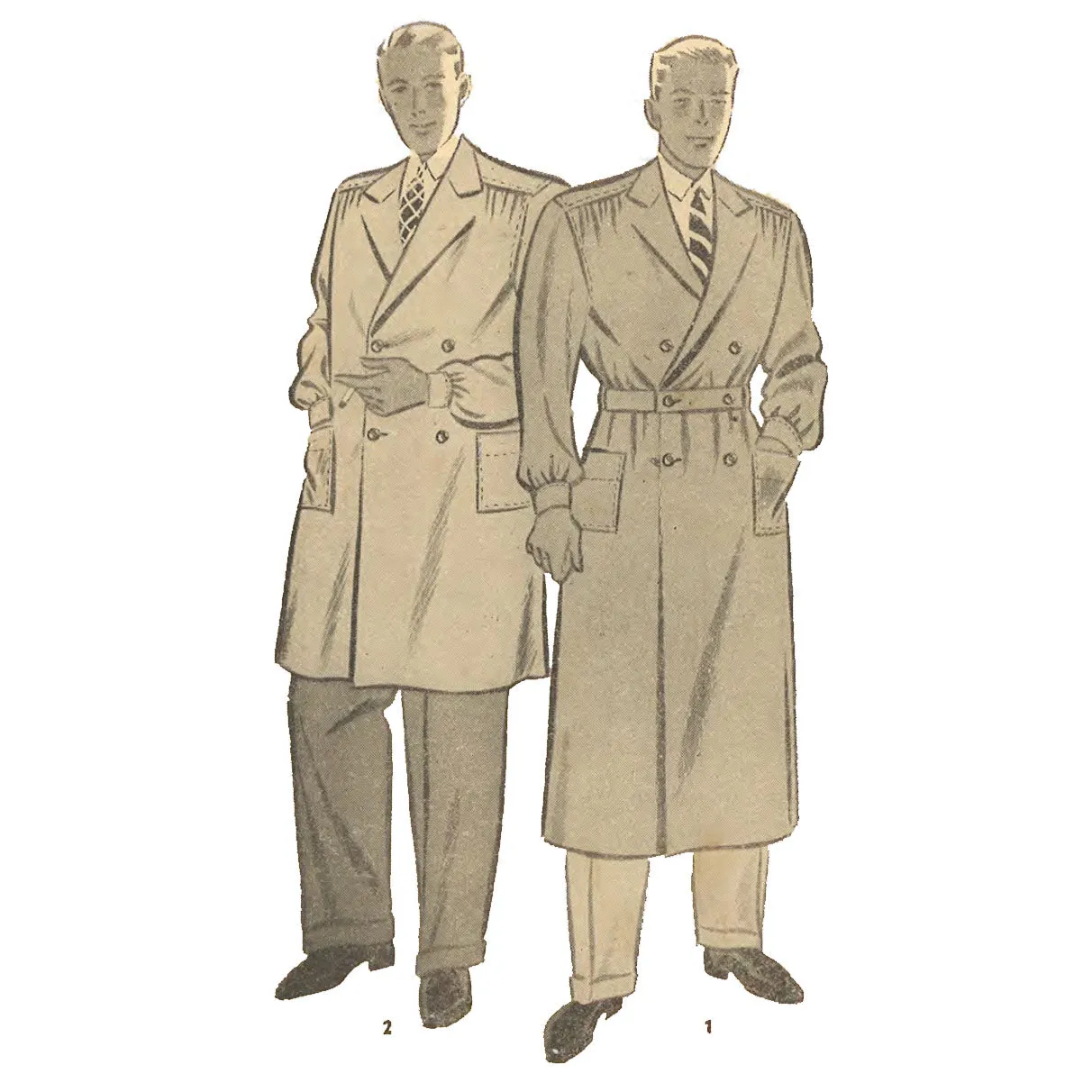 PDF - 1930s Pattern, Men's Trench Coat -  Chest 36” (91.4cm) - Download