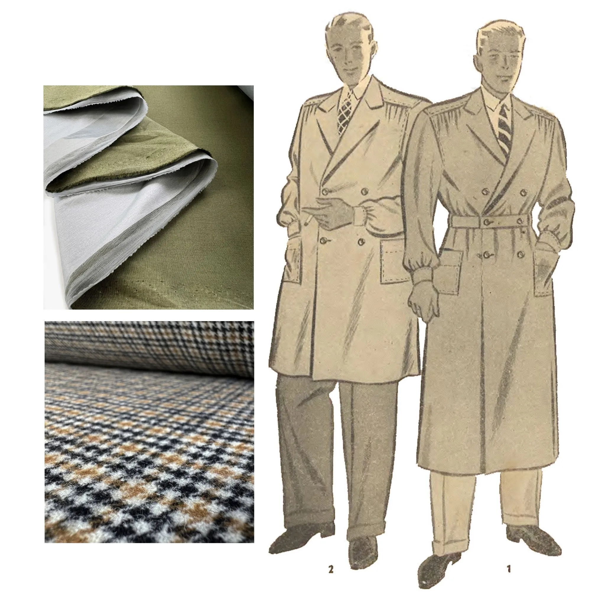 PDF - 1930s Pattern, Men's Trench Coat -  Chest 36” (91.4cm) - Download