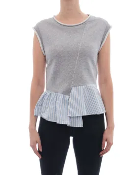 Phillip Lim 3.1 Light Grey Sleeveless Pullover with Striped Trim – M