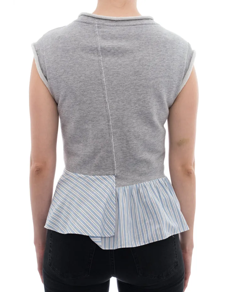Phillip Lim 3.1 Light Grey Sleeveless Pullover with Striped Trim – M