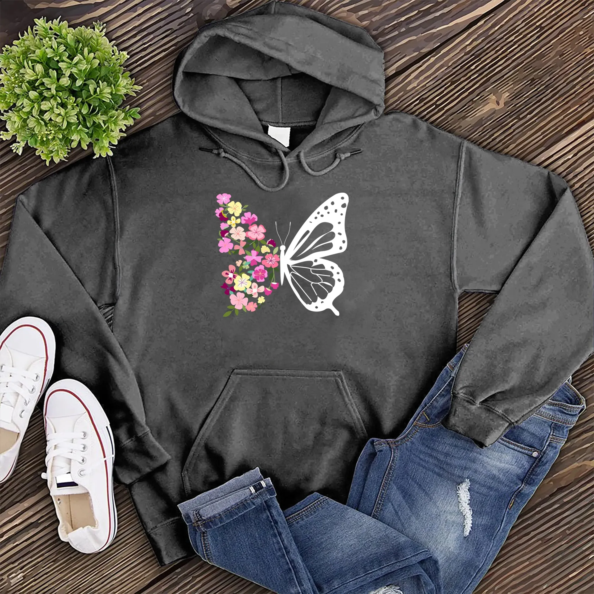 Pink Spring Flowers Butterfly Hoodie