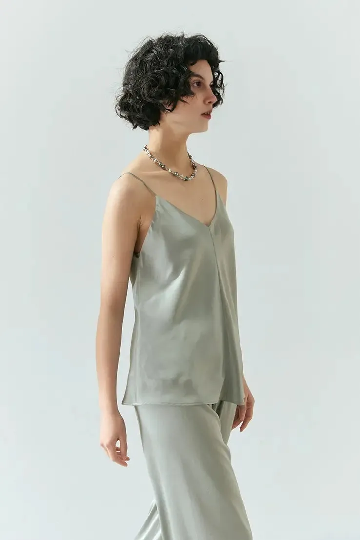Pure Mulberry Silk Lined V Neck Camisole Top