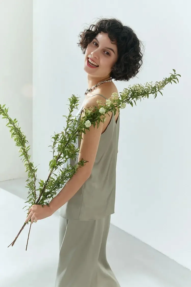 Pure Mulberry Silk Lined V Neck Camisole Top