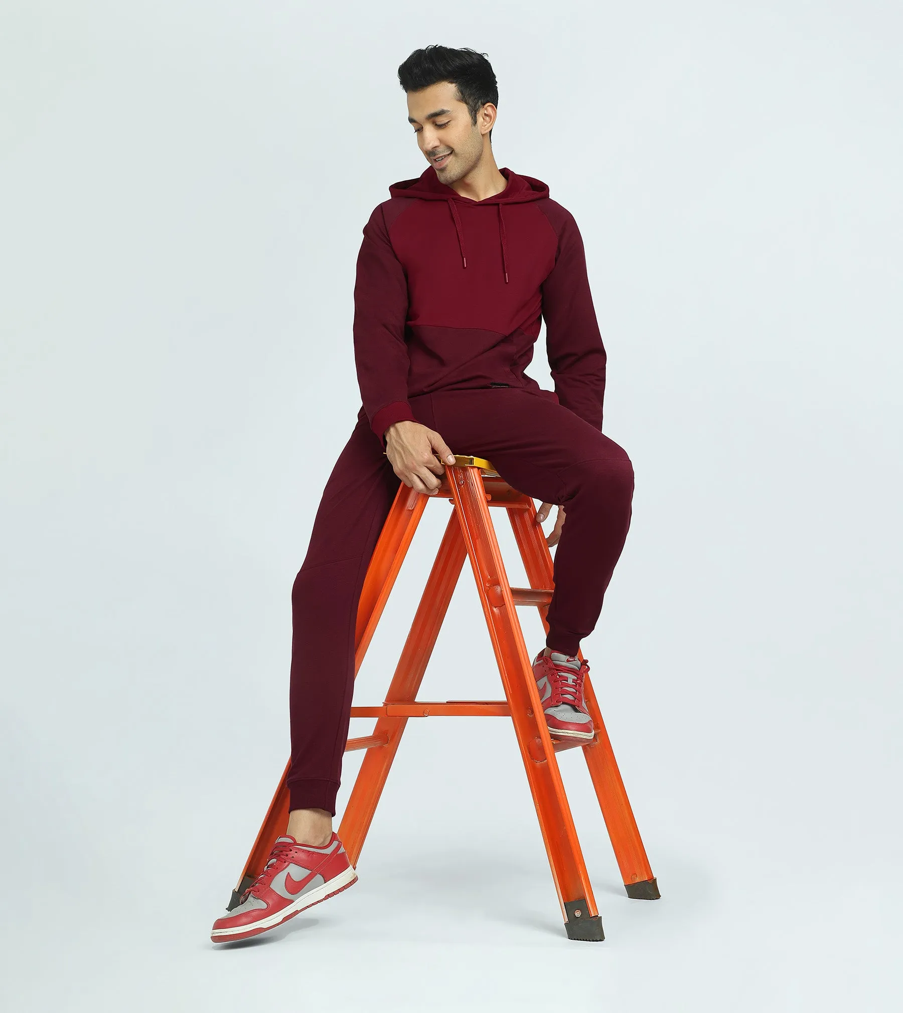 Quest French Terry Cotton Hoodie And Joggers Co-ord Set Scarlet Red