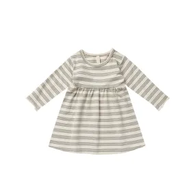 QUINCY MAE - Long Sleeve Baby Dress | Basil Stripe