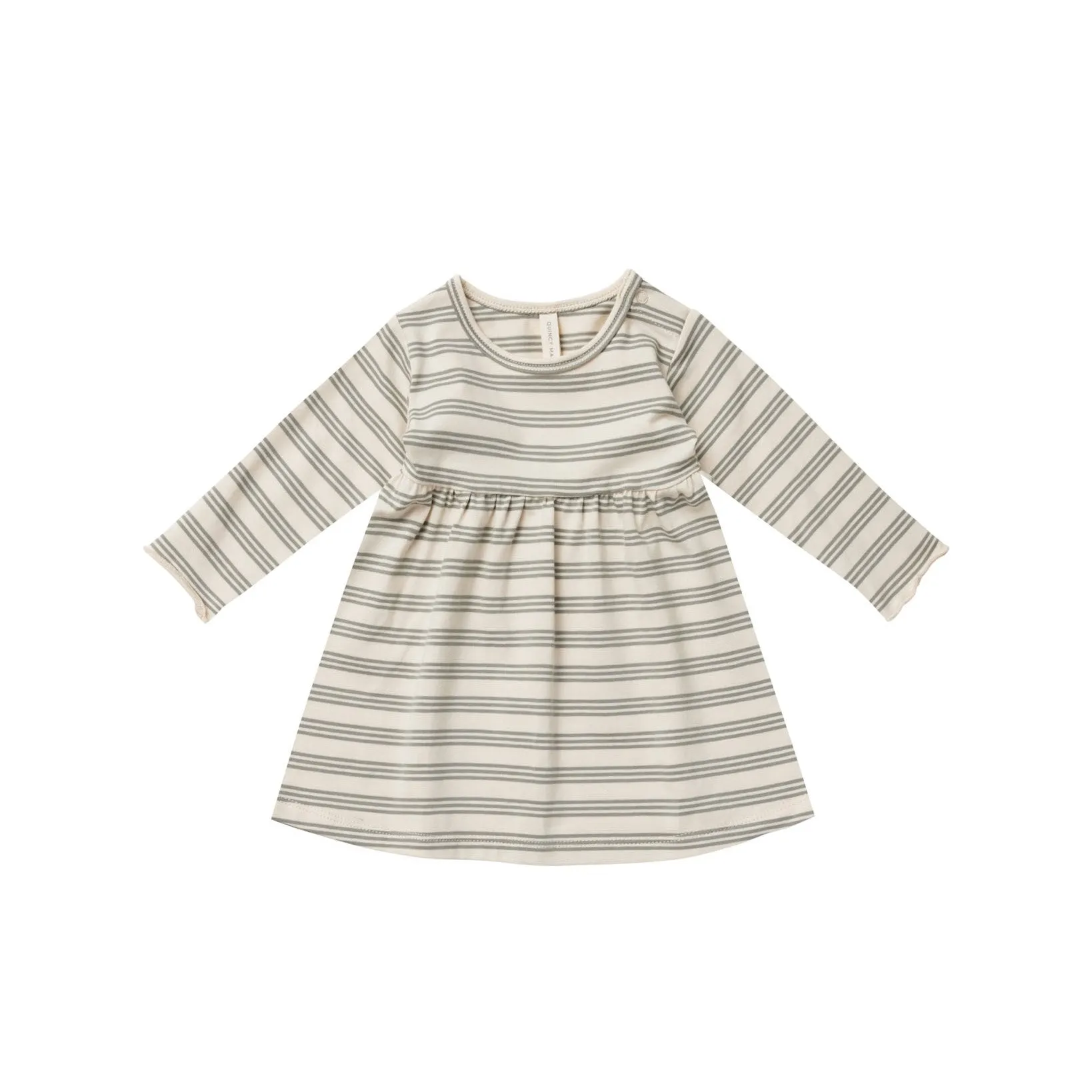 QUINCY MAE - Long Sleeve Baby Dress | Basil Stripe