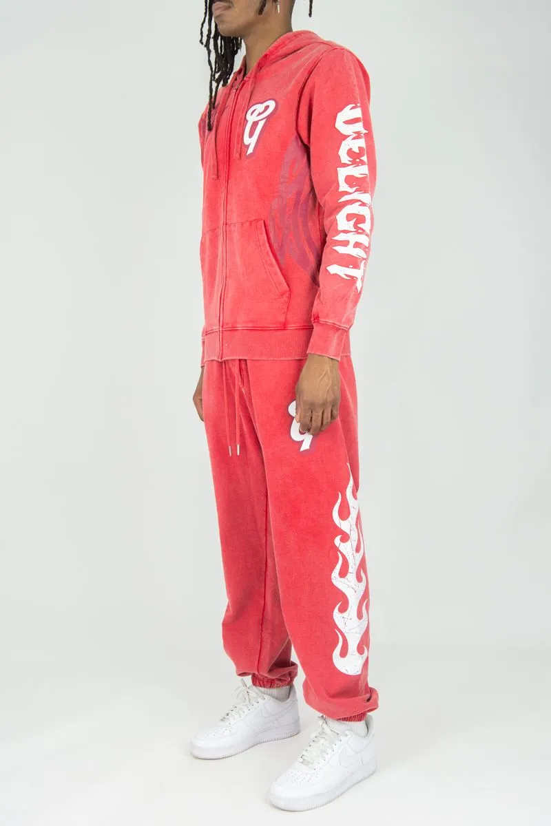 REBEL MINDS GHOST REBEL WASHED JOGGER PANTS RED