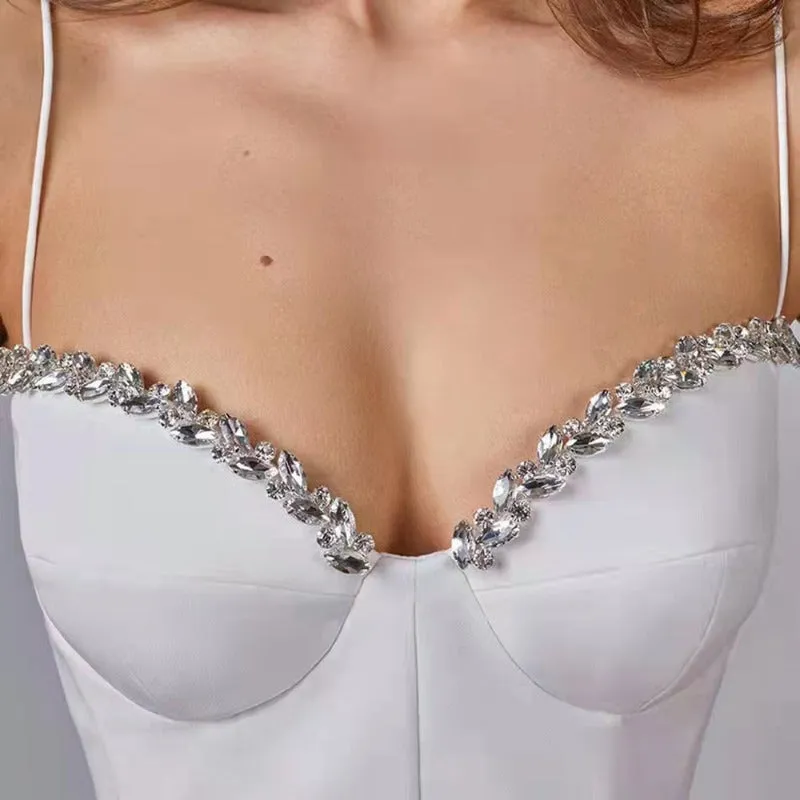 Rhinestone Detail Strap Midi Dress