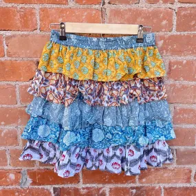 Ruffled Sari Silk OOAK Skirt