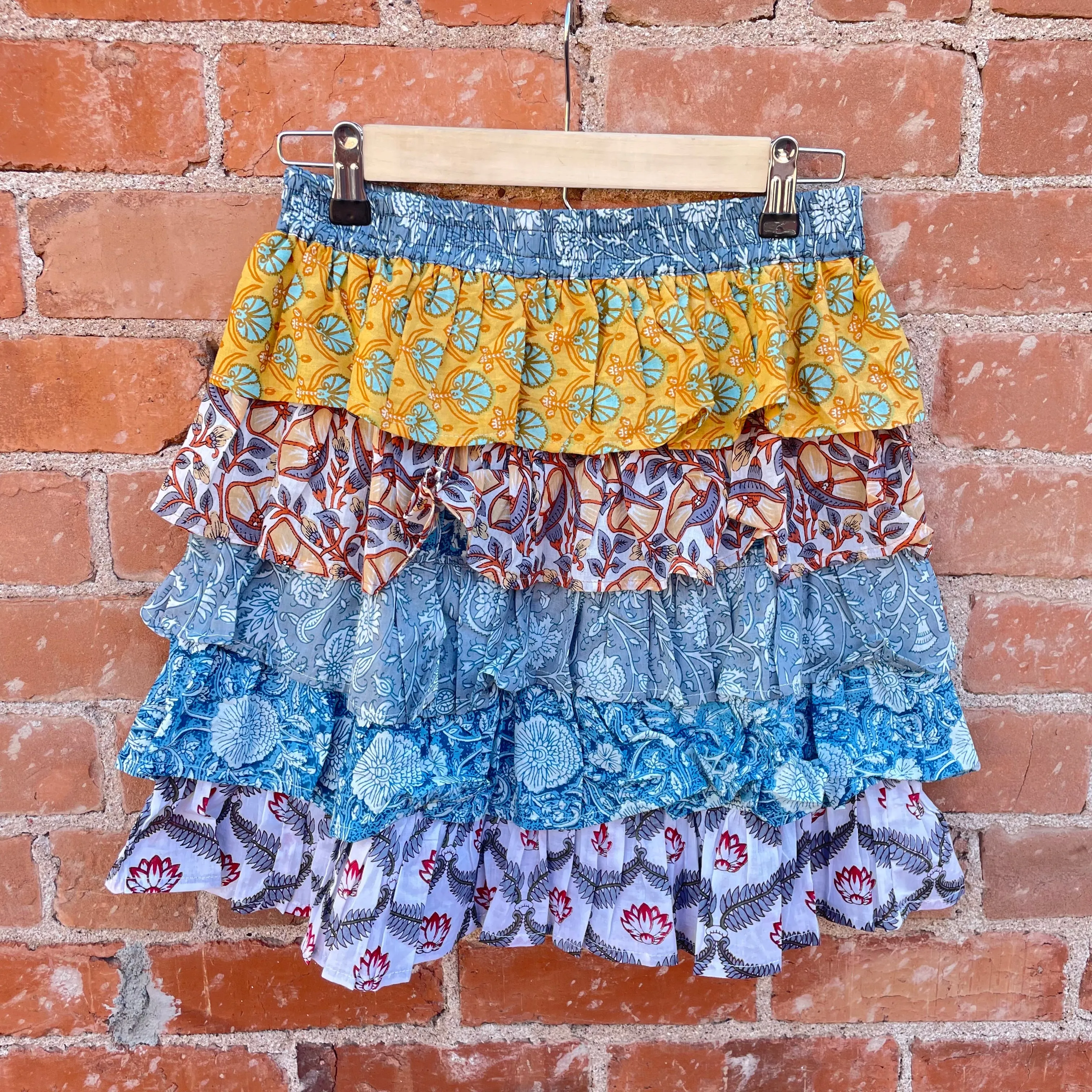 Ruffled Sari Silk OOAK Skirt