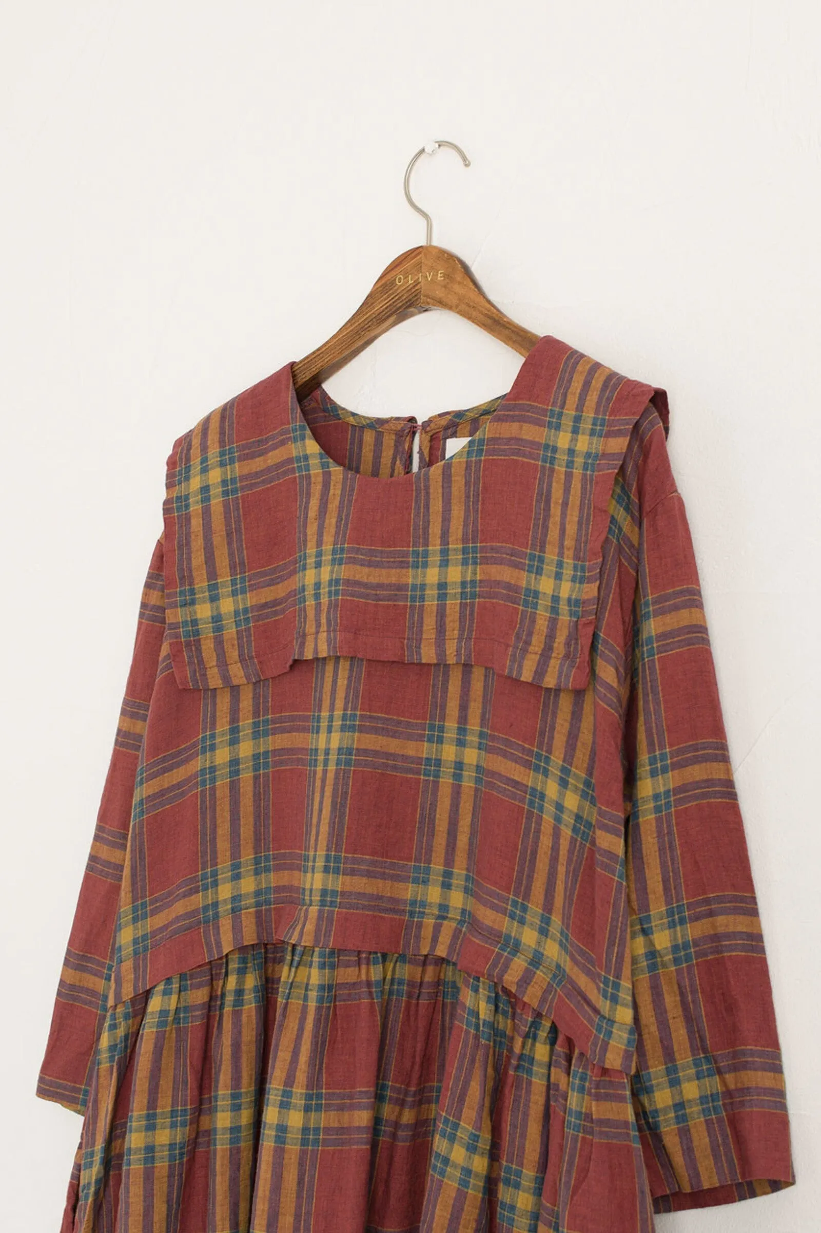 Sailor Collar Check Oversize Dress