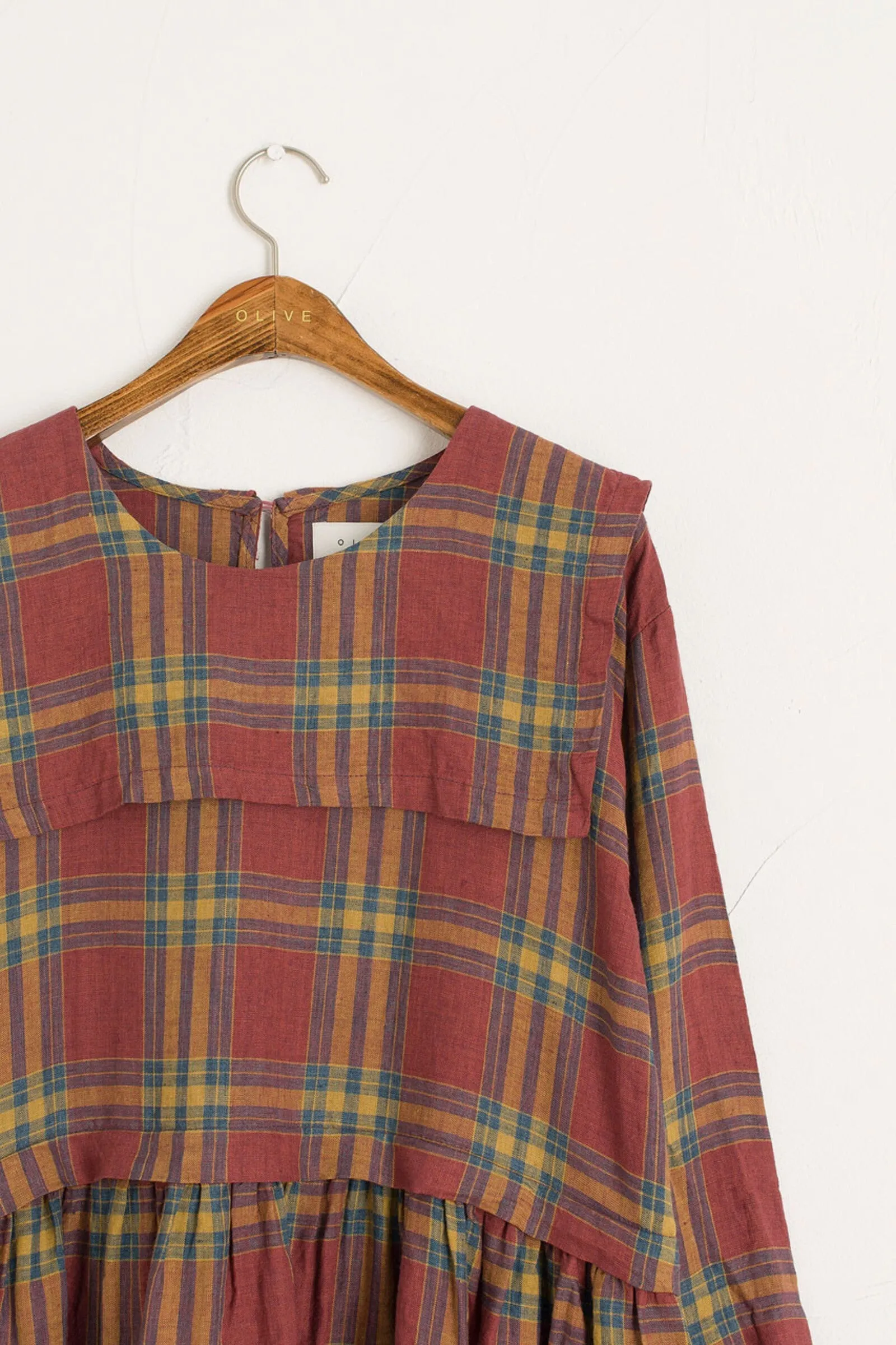 Sailor Collar Check Oversize Dress