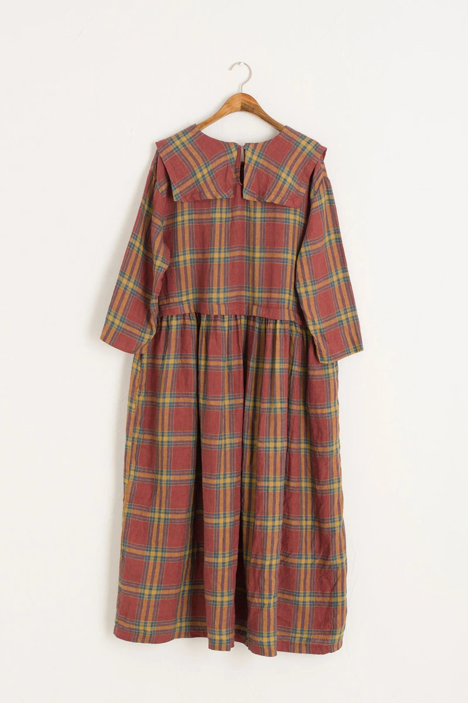 Sailor Collar Check Oversize Dress