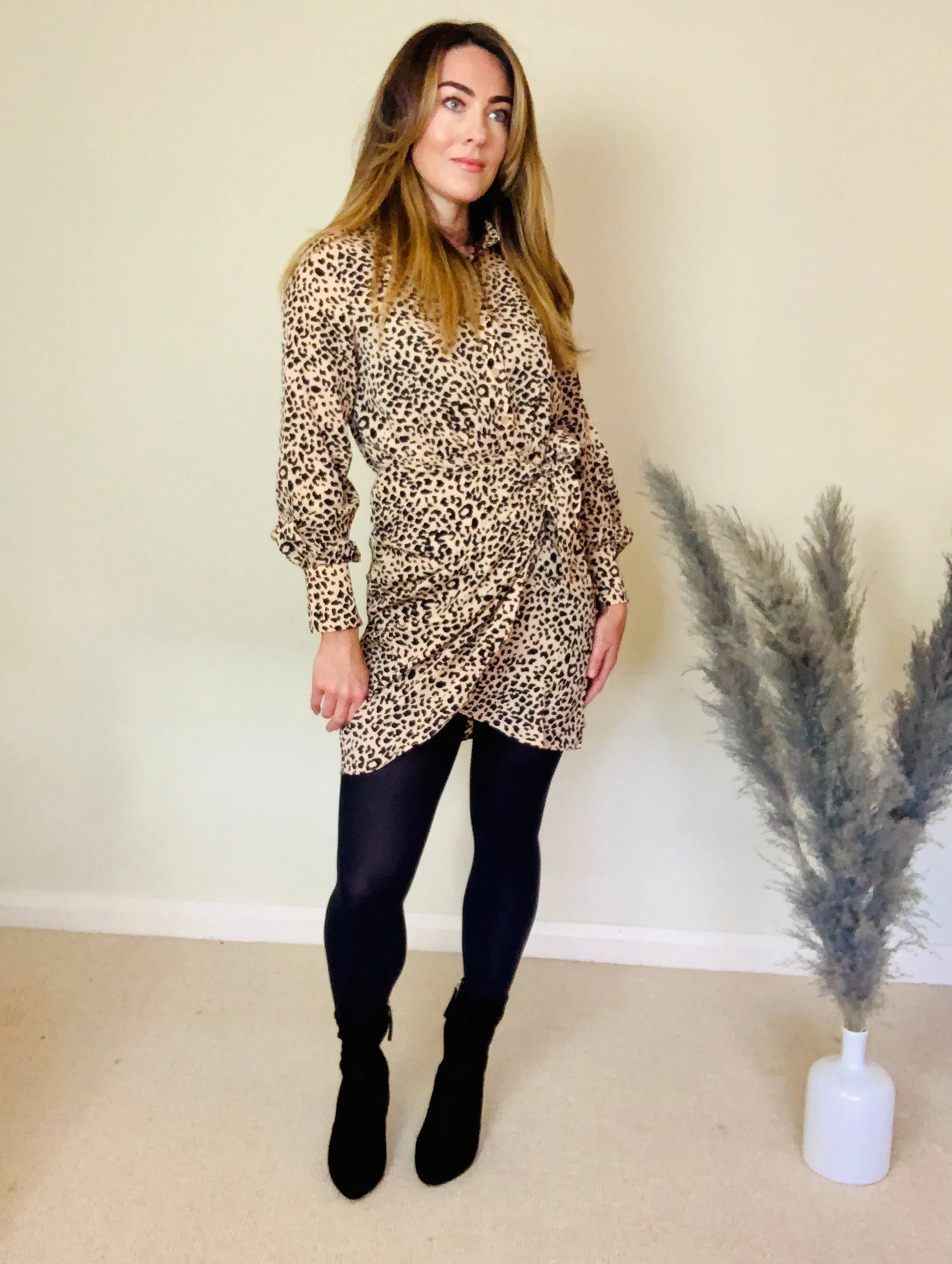 SAND/BLACK ANIMAL DRESS