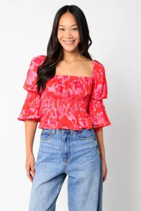 Satin Marie Sleeve Smock Top