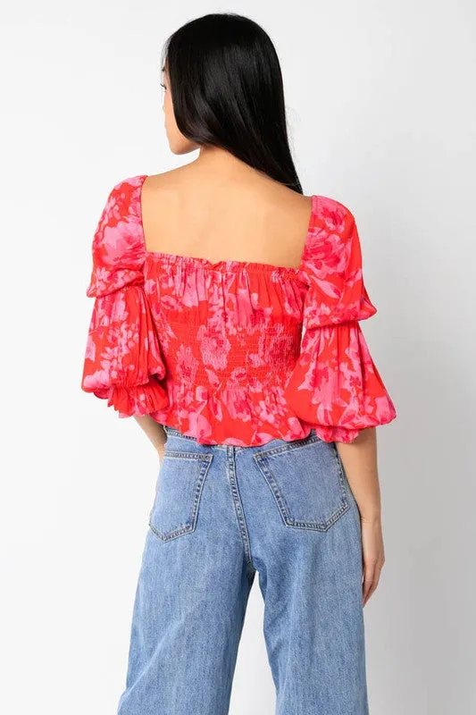 Satin Marie Sleeve Smock Top
