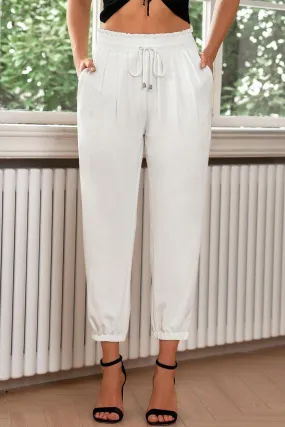 Serene White Cropped Joggers