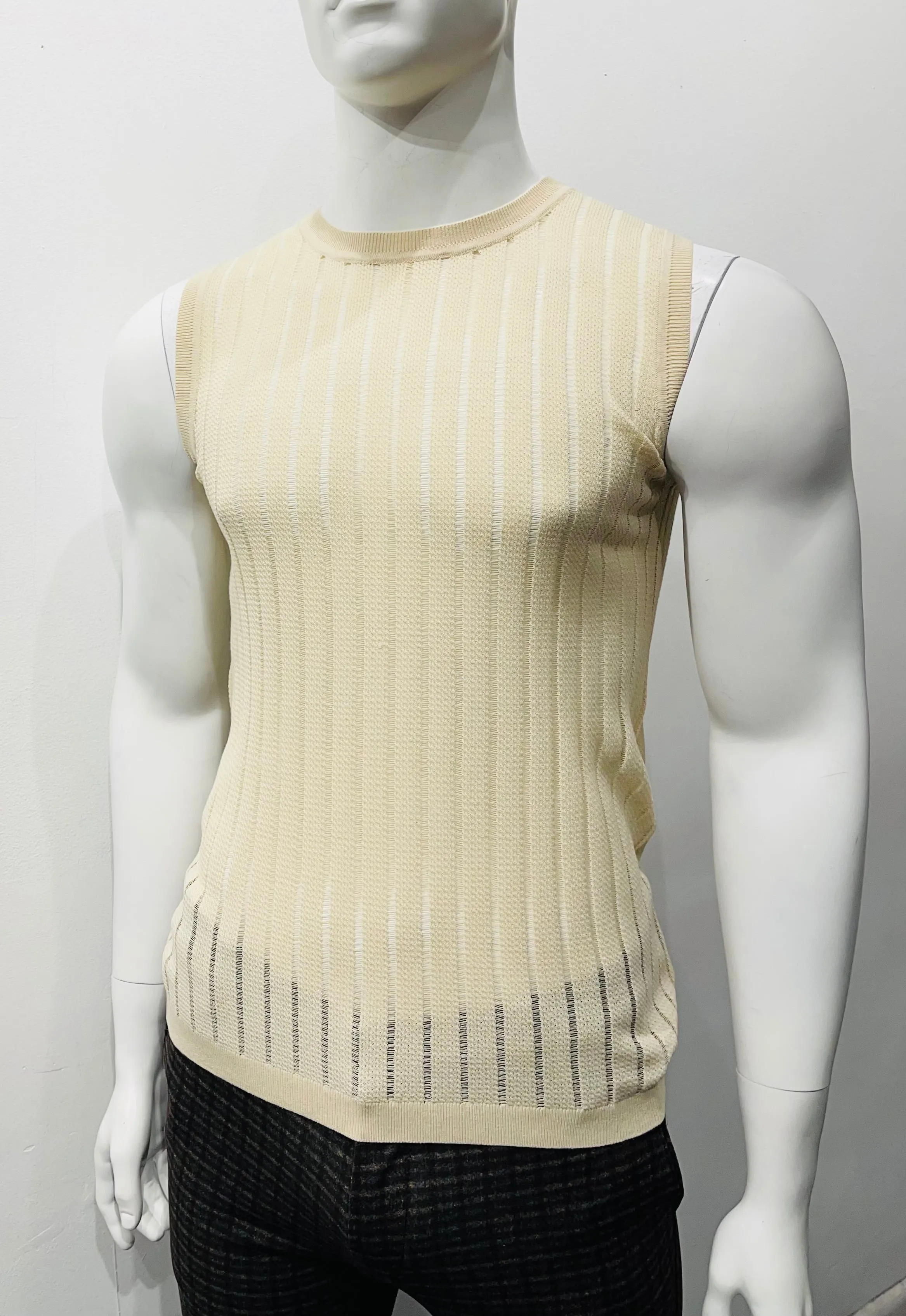 SHEER V Knitted Vest (Sand)