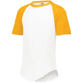 Short Sleeve Retro Baseball Jersey White-Gold