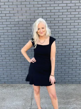 shoulder padded knit dress