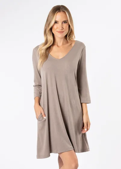 Simply Noelle Everyday Basic Knit Dress - Taupe