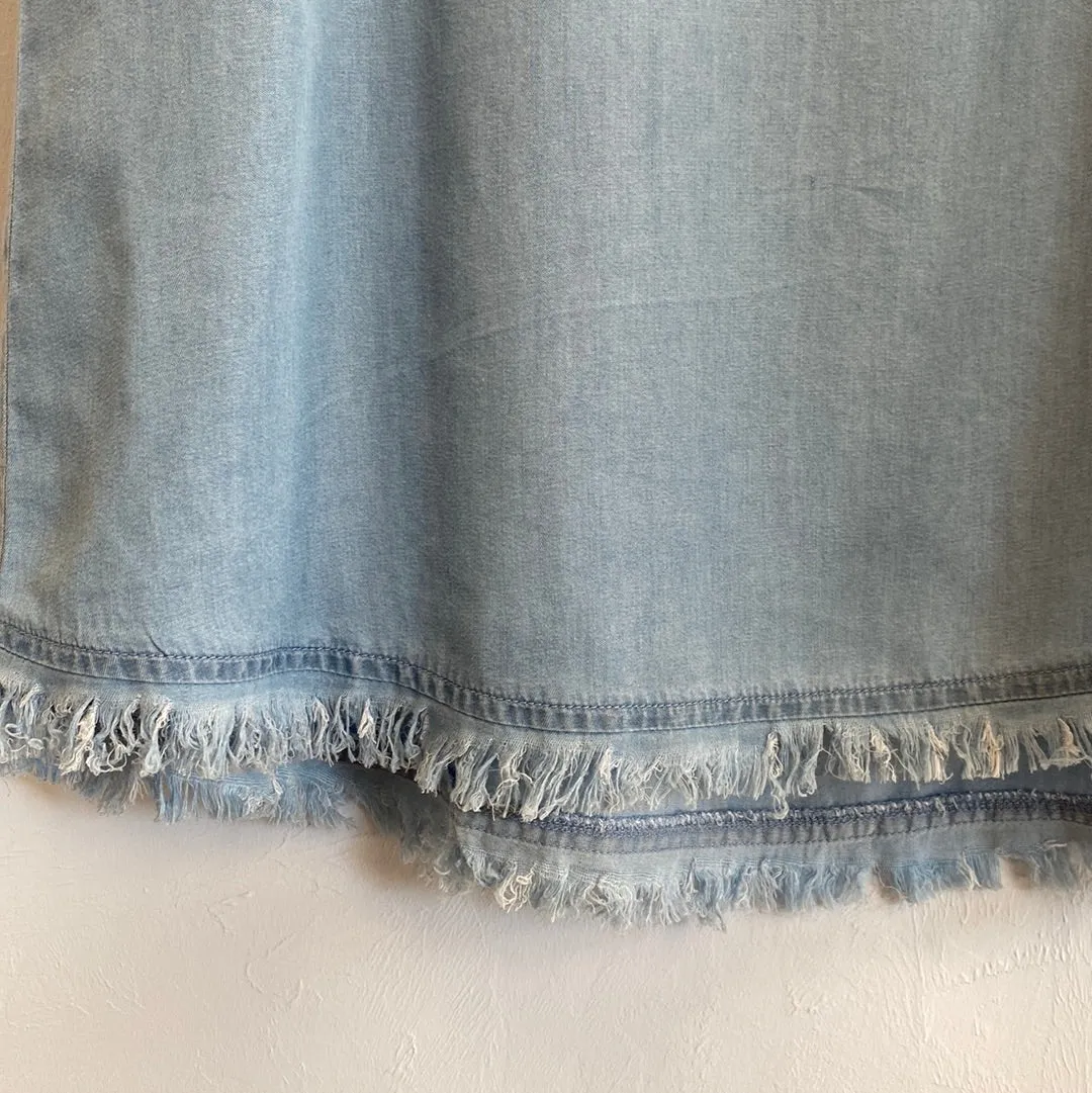 Sleeveless Fringe Dress-Blue