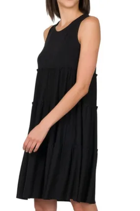 SLEEVELESS TIERED KNIT DRESS