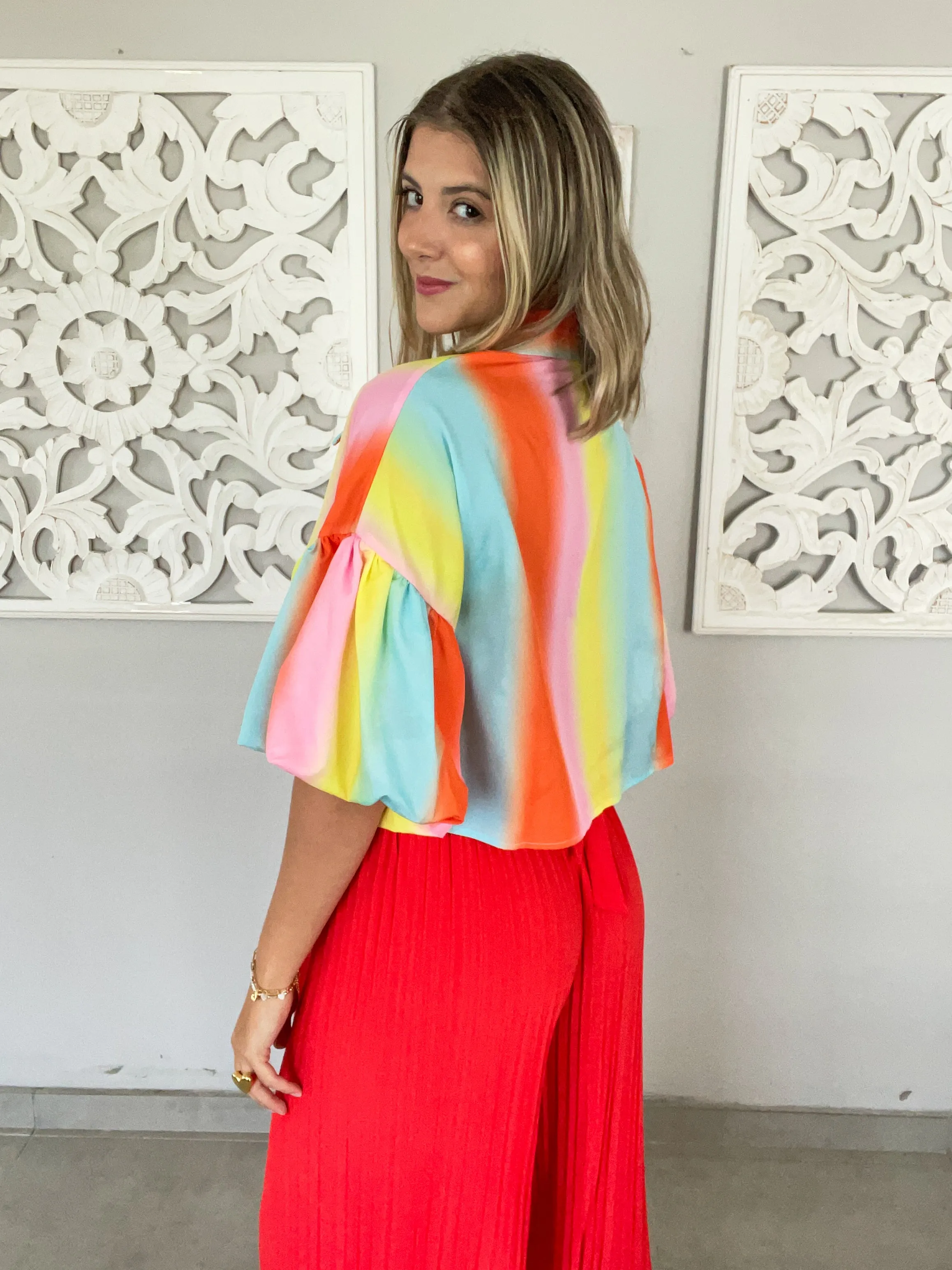 SORBET PUFF SLEEVED CROP TOP