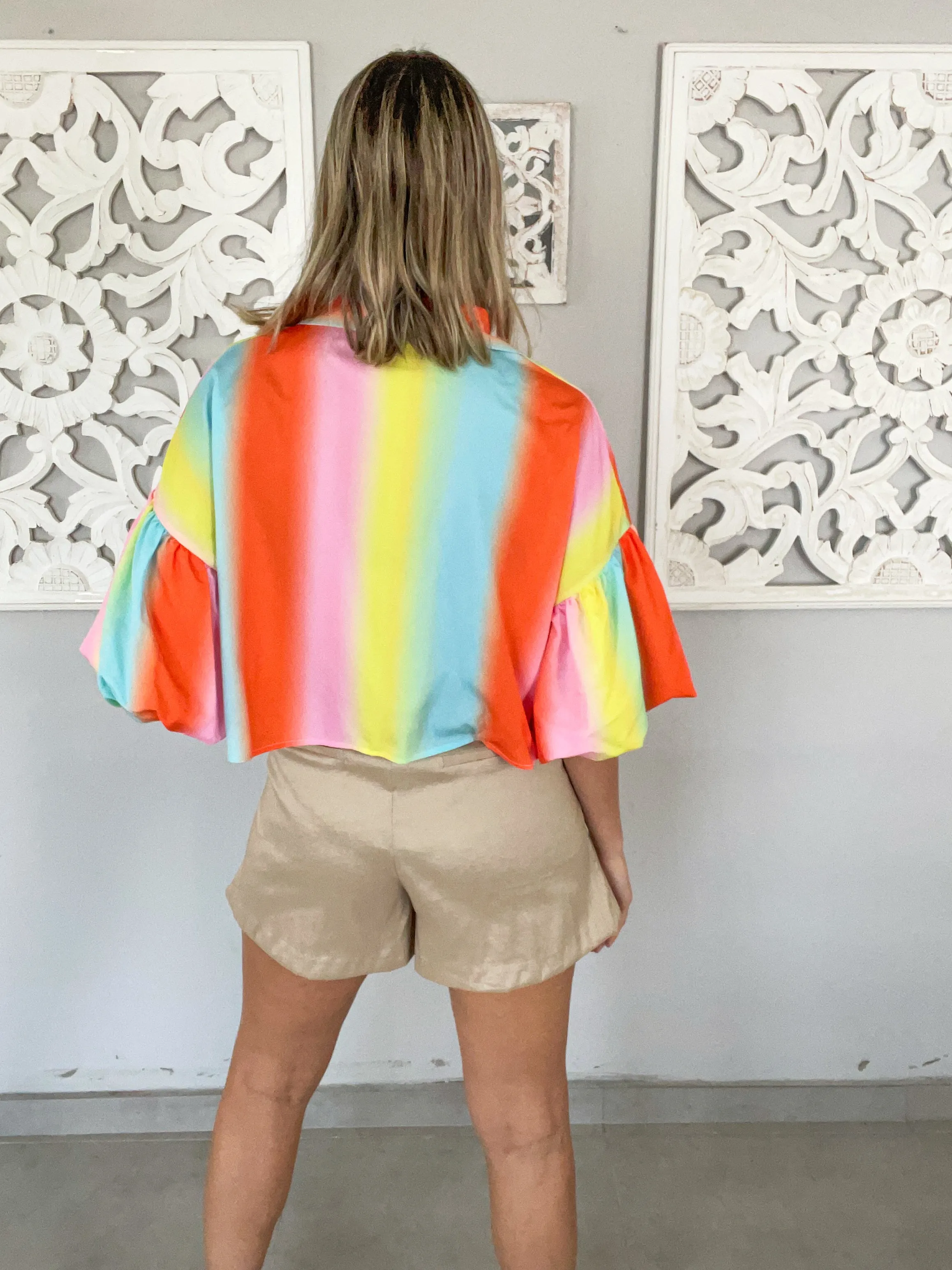 SORBET PUFF SLEEVED CROP TOP