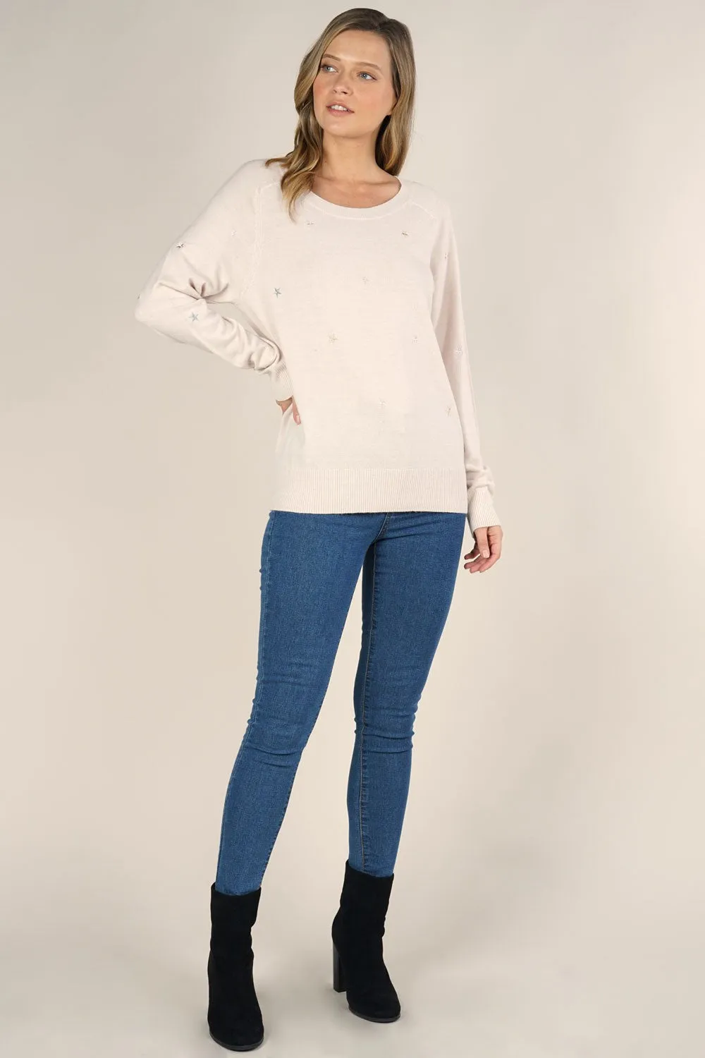 Star Embroidered Pullover Sweater