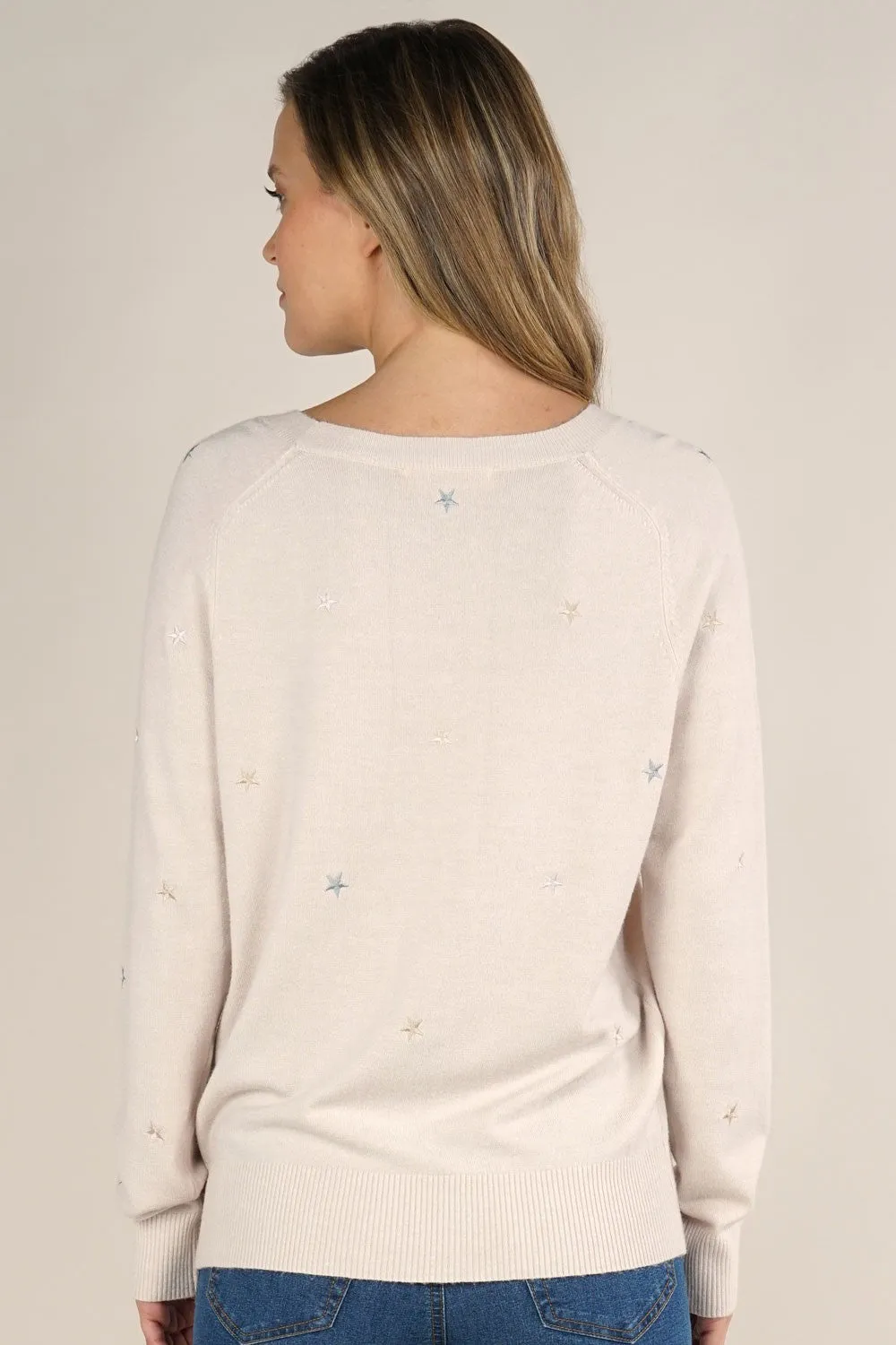 Star Embroidered Pullover Sweater