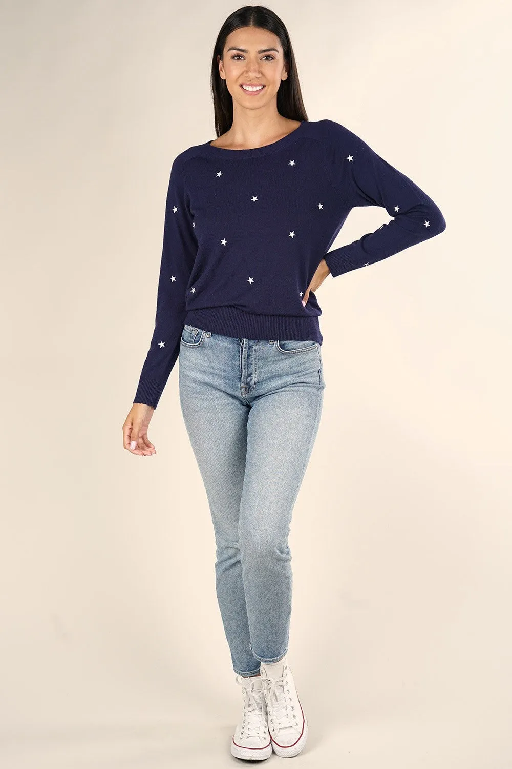 Star Embroidered Pullover Sweater