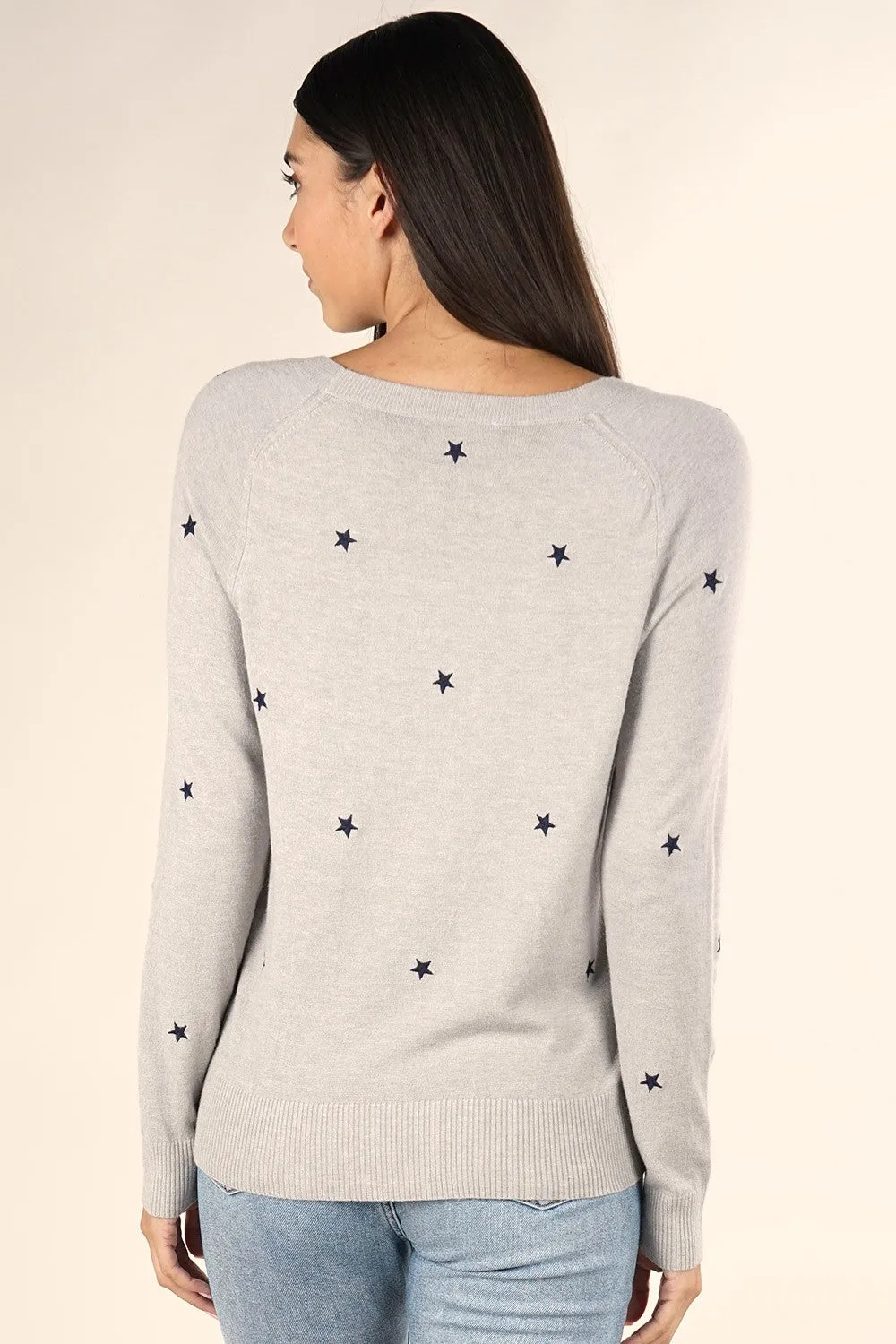 Star Embroidered Pullover Sweater