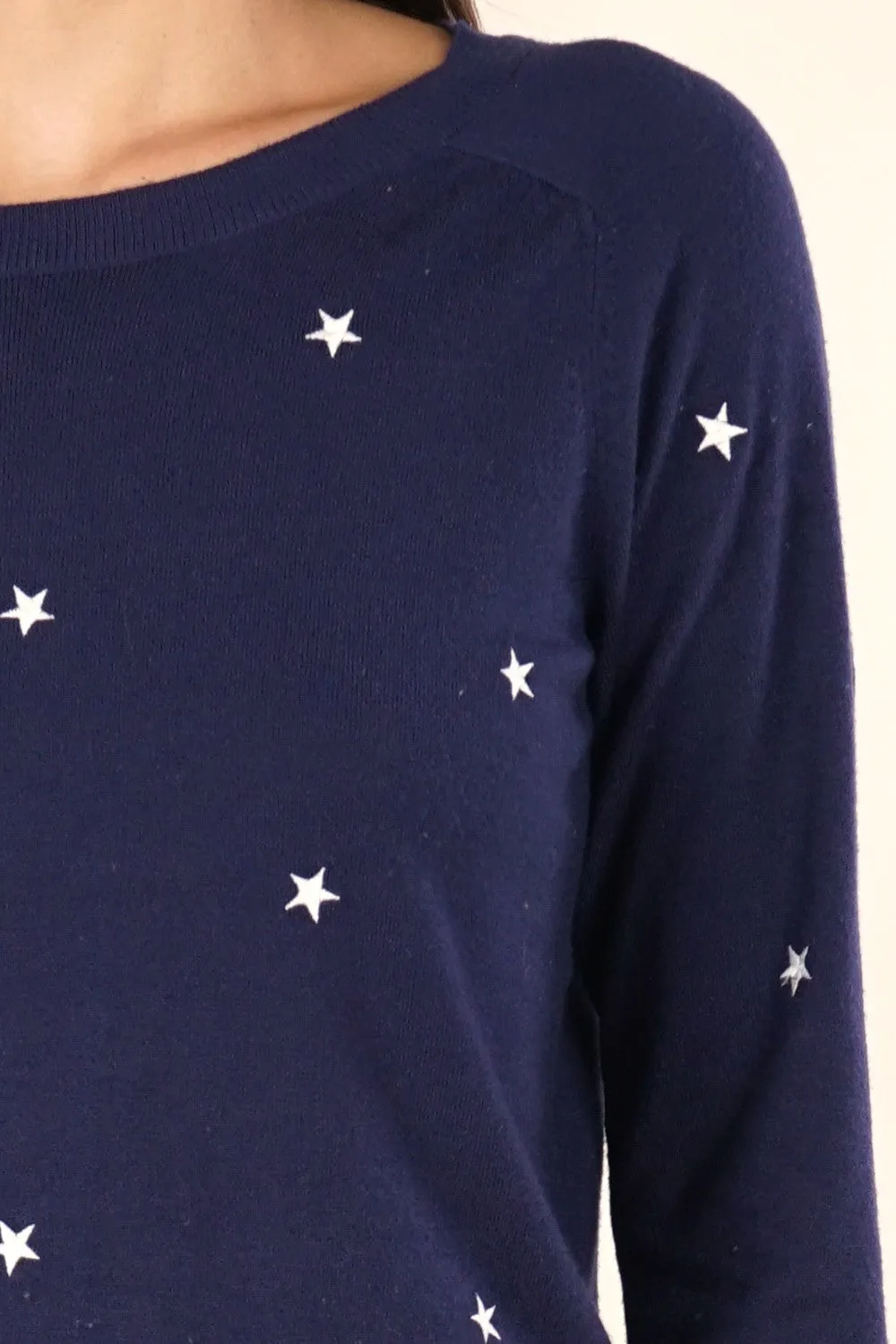 Star Embroidered Pullover Sweater