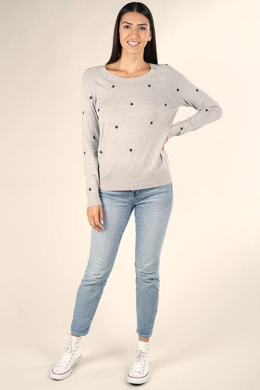 Star Embroidered Pullover Sweater