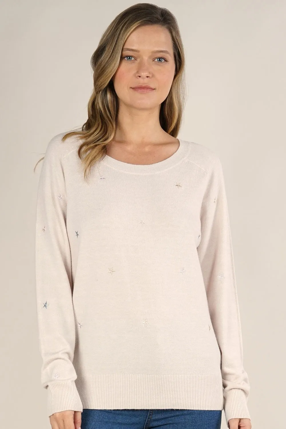 Star Embroidered Pullover Sweater