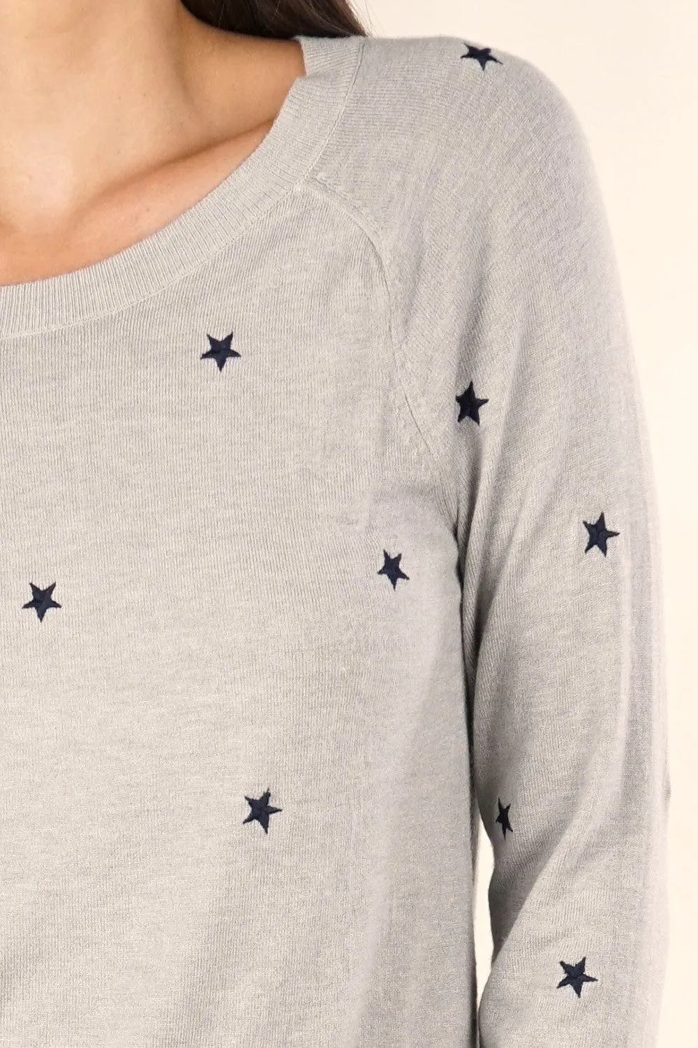 Star Embroidered Pullover Sweater