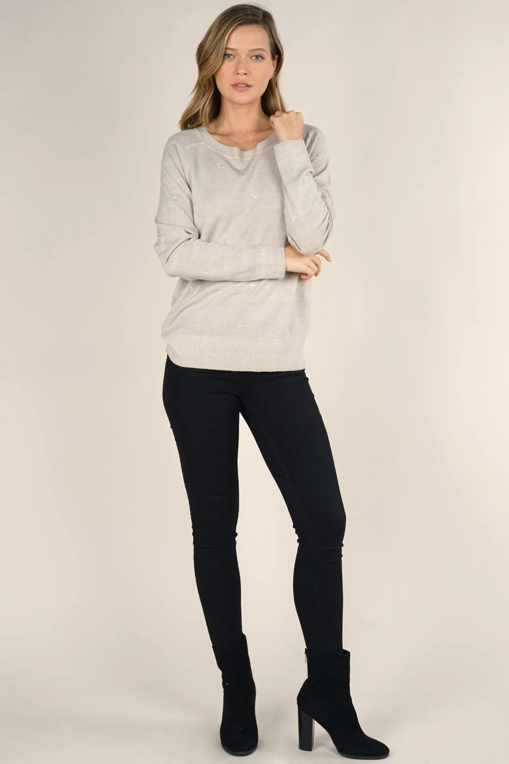 Star Embroidered Pullover Sweater