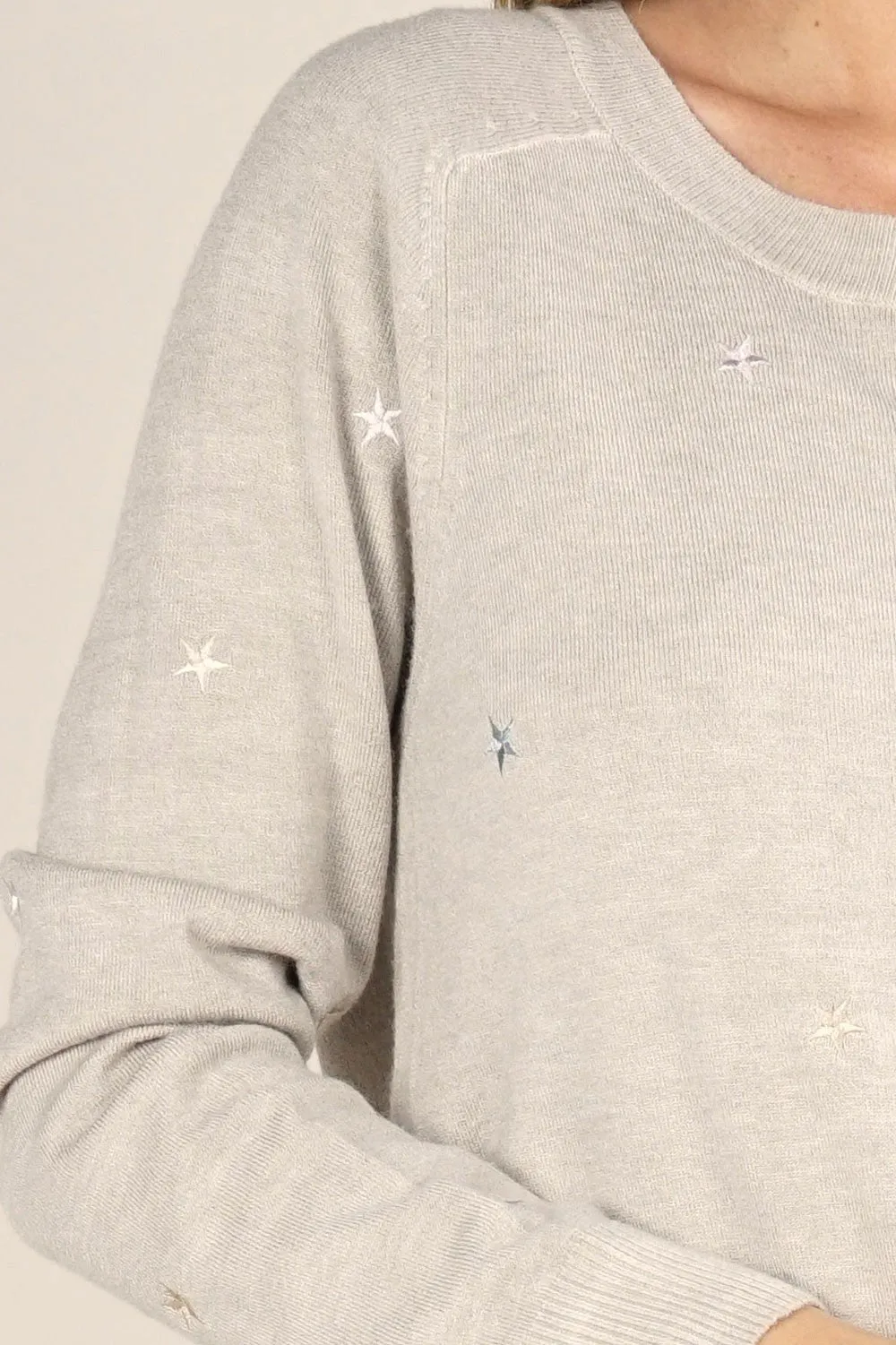 Star Embroidered Pullover Sweater